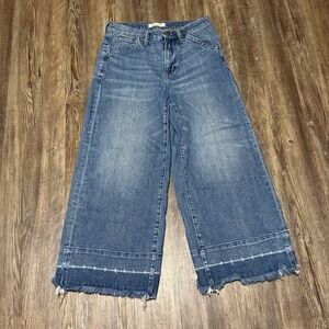Madewell Wide Leg Crop Jeans Women's 26 Drop Hem Edition High Rise Baggy Fit Den